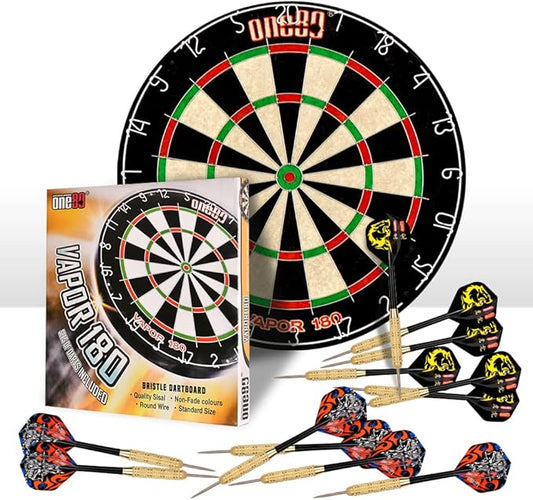 Vapor 180 Bristle Dartboard Staple Free Bullseye Steeltip Darts Extra Flights