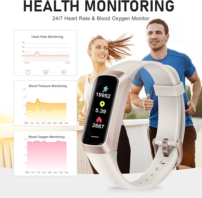 Fitness Tracker, Blood Pressure Watch with 24/7 Heart Rate, Step Counter for Walking, Step Trackers Activity Pedometer for Women Men Android iOS