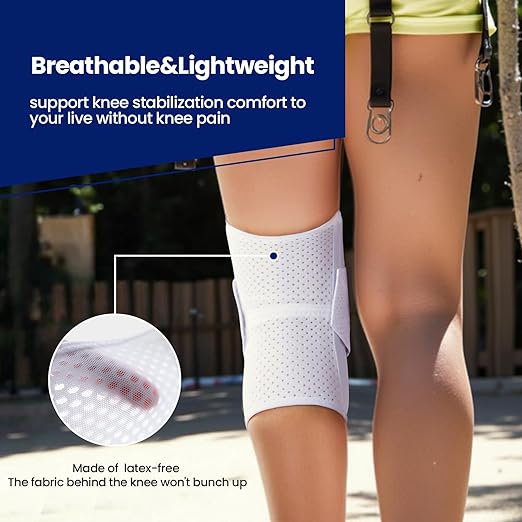 Knee Brace for Meniscus Tear, Knee Pain, Adjustable Breathable Knee Support with Side Stabilizers for Knee Pain Arthritis Recovery Joint Support, Women and Men