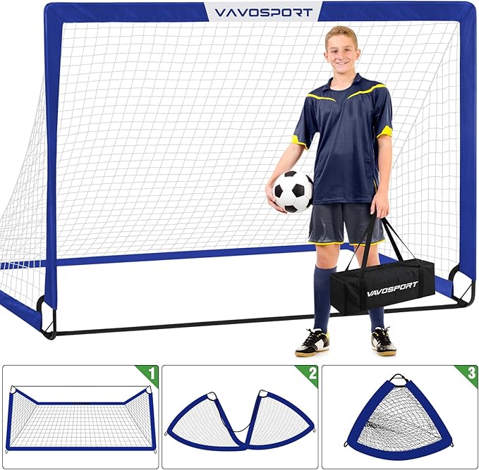 Soccer Goal, 2 of 6'x4' Kids Soccer Goals for Backyard Set, Portable Pop Up Soccer Net, Practice Soccer Training Equipment with Ball, Cones for Toddler,Youth Sports Outdoor Games Yard Play