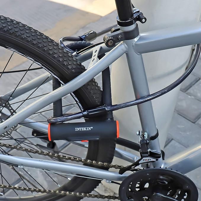Bike U Lock Heavy Duty Bike Lock Bicycle Lock, 16mm U Lock and 3ft / 5ft / 6ft Length Security Cable with Sturdy Mounting Bracket for Bicycle, Motorcycle and More