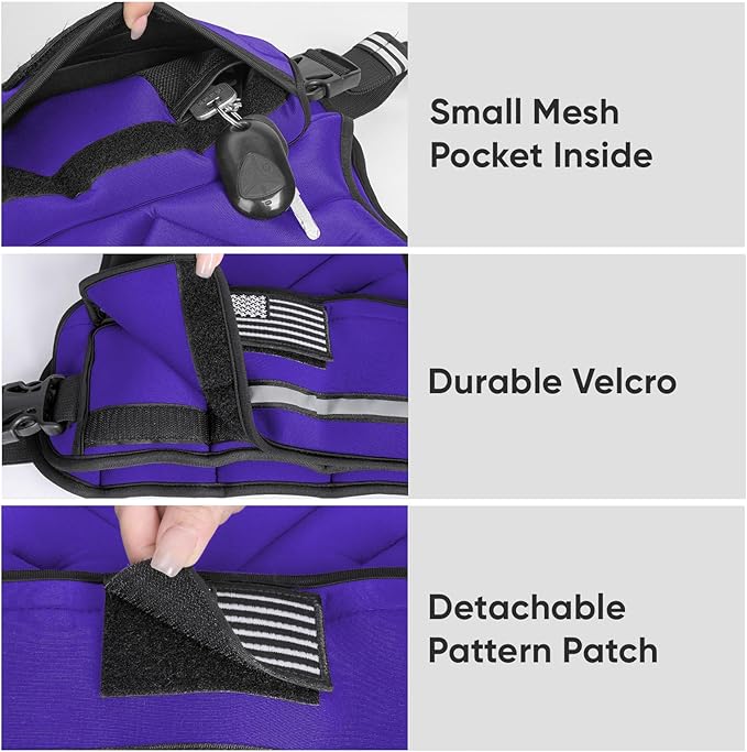 APEXUP Adjustable Weighted Vest, 4-10lb/12-18lb/20-32lb Vest with 6 Ironsand Weights and Large Pocket, Weight Vest for Men Women Strength Training, Running, Walking