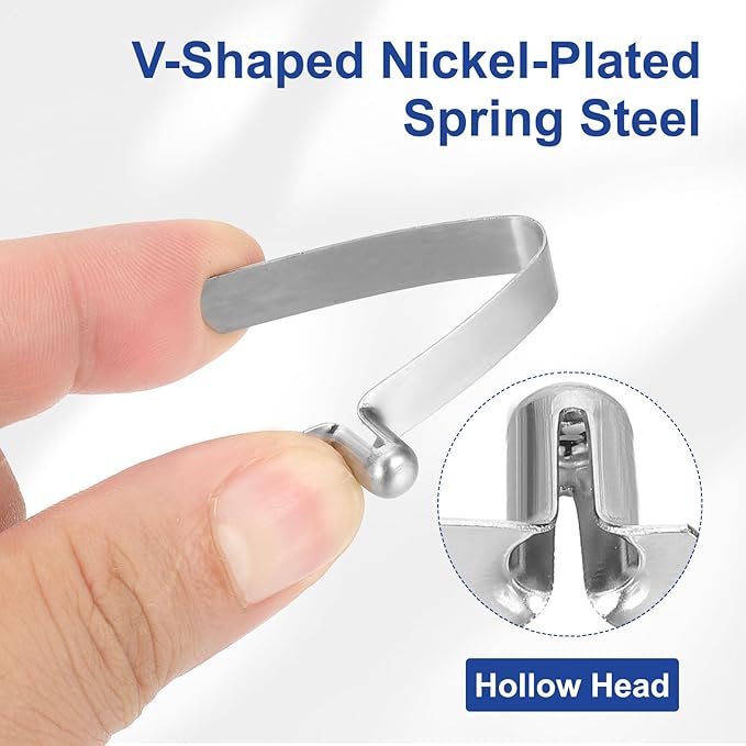 HARFINGTON Single Button Kayak Paddle Snap Spring Clip Spring Steel V-Shaped Hollow Lift Telescopic Locking Tube Pole Clips for Tent Umbrella Camping