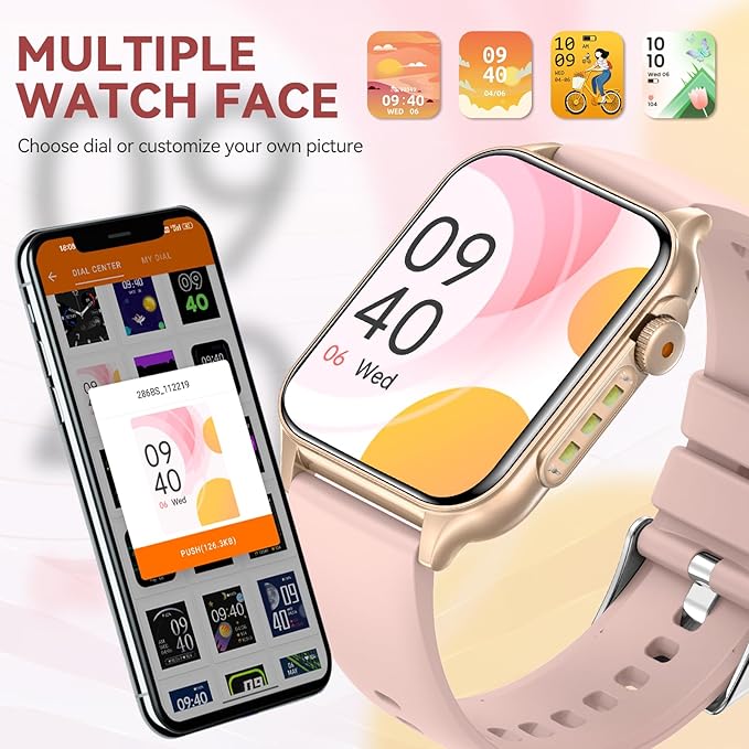 Smart Watches for Women (Answer/Make Call) with LED Flashlight, 1.96" HD Touch Screen Fitness Tracker with Heart Rate Sleep Monitor, Waterproof Smartwatch with 100+ Sports Modes