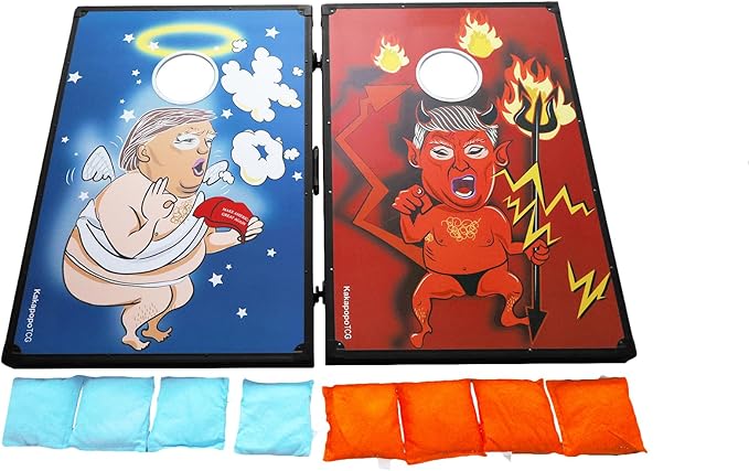 Alternative Art Designer American Cornhole Bean Bag Toss Game Aluminium Frame Portable Combinable 3’ x 2’ Tailgate Size Boards with 8 Bean Bags Cornhole Game Set