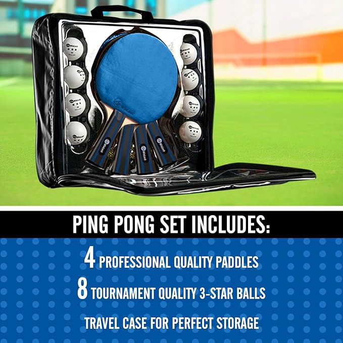 JP WinLook Ping Pong Paddles Sets - Portable Table Tennis Paddle Set with Ping Pong Paddles Professional Case & Ping Pong Balls - Premium Table Tennis Racket Player Set for Indoor & Outdoor Games