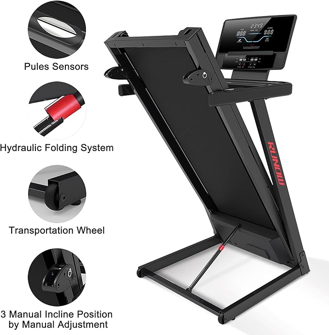 RUNOW Treadmill with Incline, Perfect as Treadmills for Home Walking and Running, Foldable Treadmill Support Bluetooth and Customized Programs, Easy Assembly Exercise Machine