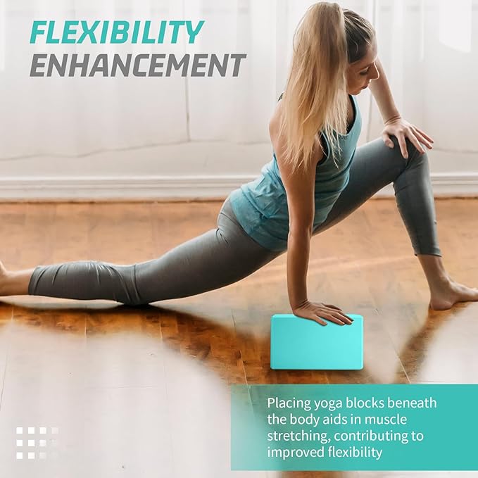 Biguphate Yoga Blocks 2 Pack, EVA Foam Yoga Block Supportive Latex-Free, Non-Slip Exercise Blocks, Yoga Accessories for Pilates, Meditation, Balance, Stretching and Deep Poses