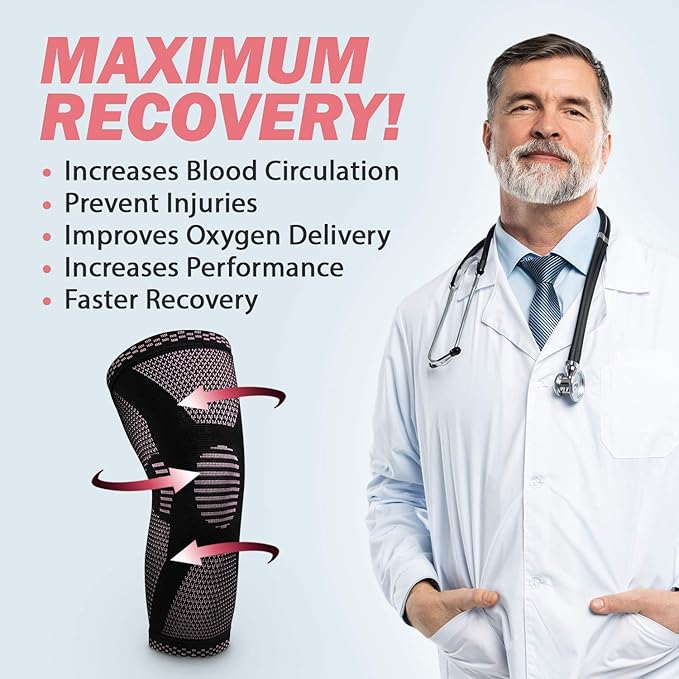 POWERLIX Leg Sleeve - Best Knee Brace for Leg Pain for Men & Women Knee Support for Running, Basketball, Volleyball, Weightlifting, Gym, Workout, Sports Please Check Sizing Chart