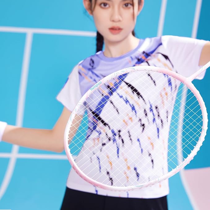 Professional Badminton Racket 5U | Carbon Fiber Badminton Racket Set with Grip Tape & Cover Bag | Pro Badminton Racquet Lightweight for Beginner, Intermediate Players Outdoor Games