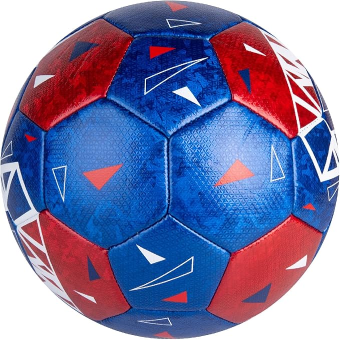 Size 4 Soccer Balls, Laser Leather Soccer Ball for Sport Training & Match Play - Vibrant Soccer Balls Gift Set with Pump for Kids and Youth