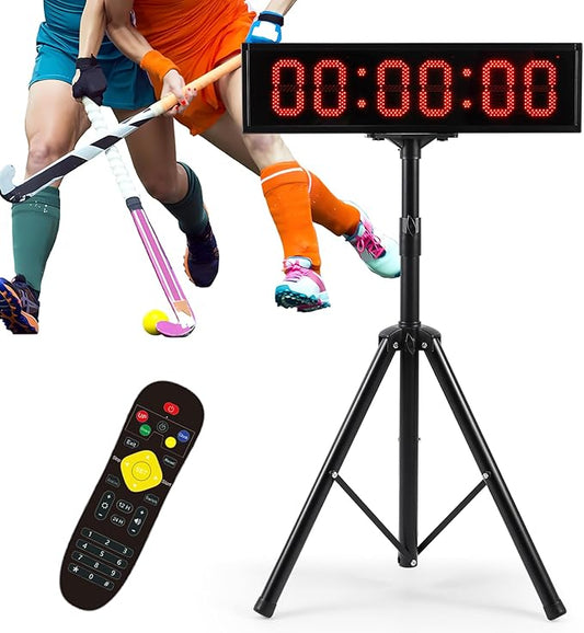 6.4FT High LED Large Timer 30" Race Clock with Tripod Cordless Countdown/up Clock Stopwatch with IR Remote Control for Sports Race, Running Events, Marathon