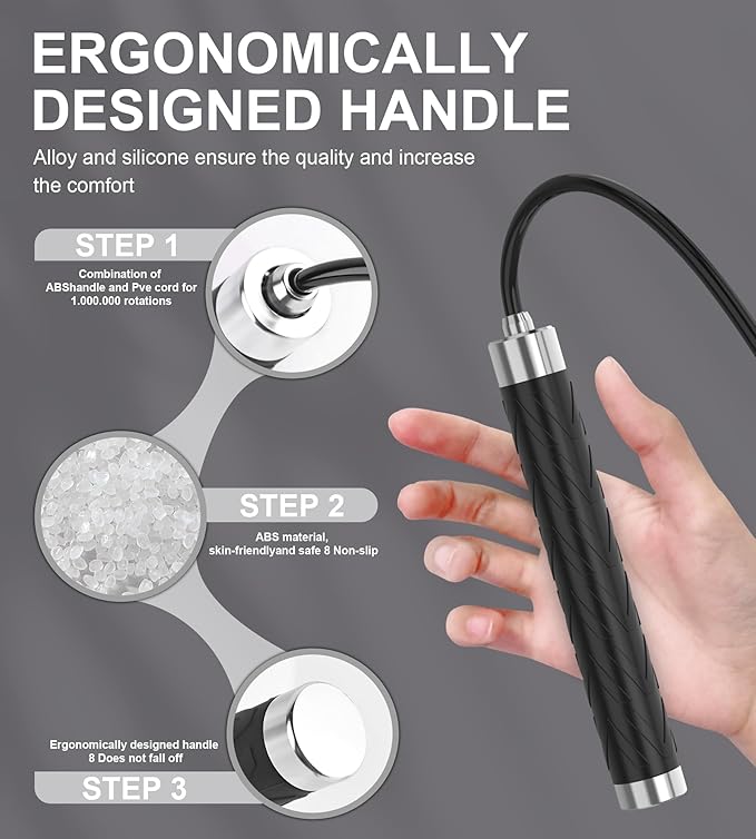 Jump Rope for Fitness, AUMCDIK Speed Skipping Rope for Women Men, Adjustable Jumping Rope with Alloy & Silicone Handle for Workout Boxing Aerobic Exercise