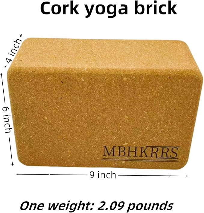 Yoga Block - Fine-Grain Cork Block, Yoga Equipment, Home Gym Accessory, Pilates Tool, Lightweight for Travel, Extra Firm Workout Accessory with Comfortable Edges