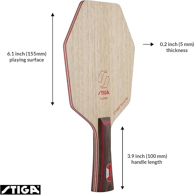 Stiga Cybershape Clipper Table Tennis Blade, Offensive Fast Wood Blade for Experienced Power Players