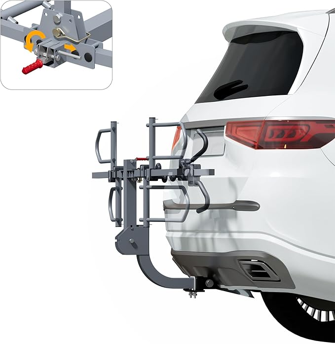WILDROAD E-Bike Hitch Rack for Car, Quick Release Handle Wobble Free Smart Tilting Bike Rack, Foldable 2-Bike Rack for Standard, Fat Tire and E-Bike, 2-Bike 180 lbs Capacity, Fits 2-inch Receiver