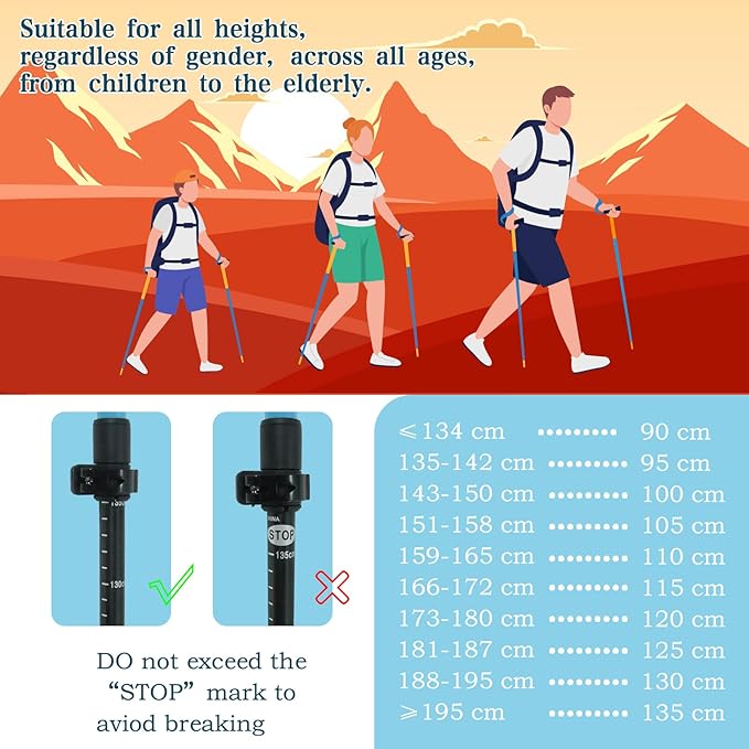 Trekking Poles - Lightweight, Collapsible, Adjustable Hiking Poles with Quick Flip Lock, 7075 Aluminum, Natural Cork Grip, Anti Shock Walking Sticks for All Terrain, Men and Women, 2 Pack