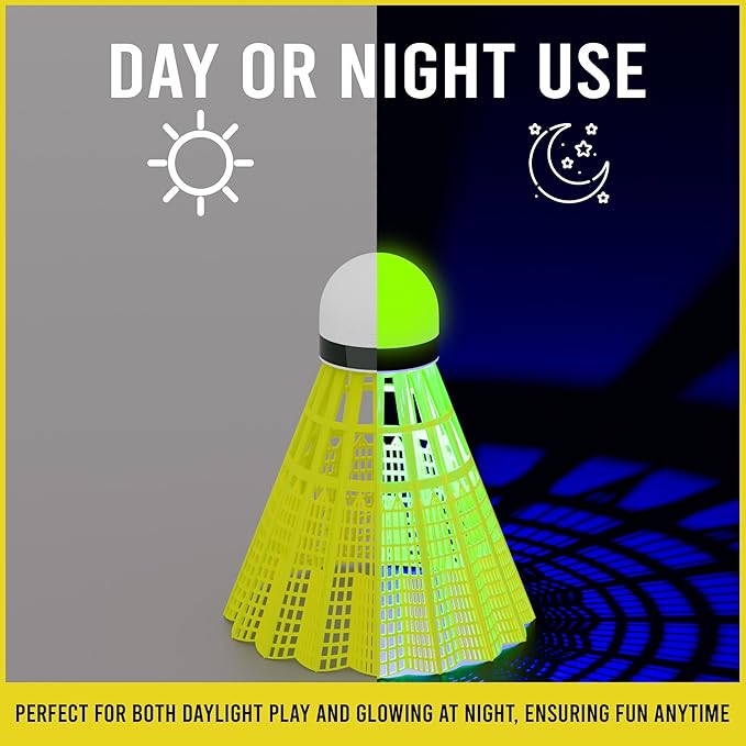 EAGLES LED Badminton Shuttlecocks - 5 or 11 Pack Lighting Birdies, Nylon Glow in The Dark Birdie Balls for Baseball Practice Plastic Light Up Birdies for Outdoor Indoor Sports