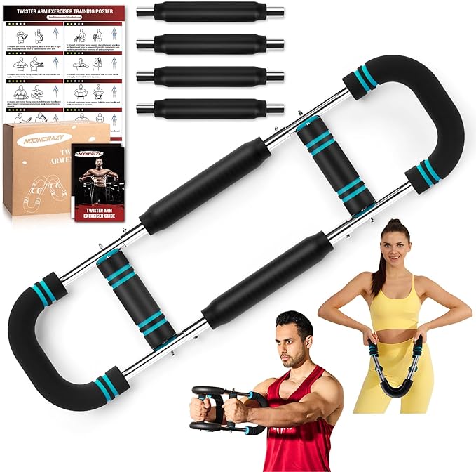 Twister Arm Trainer, Adjustable Twister Arm Chest Exerciser with 2/4 Spring & Training Poster for Men & Women, Detachable Power Twister Home Fitness Equipment for Enhancing Upper Body Muscle