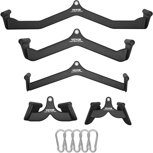 VEVOR LAT Pulldown Attachments, Cable Machine Rowing T-bar V-bar Tricep Pull Down Bar, Back Strength Training Rubber Coated Handle Grip, Bicep Curl Tricep LAT Pulldown Bar for Home Gym Fitness