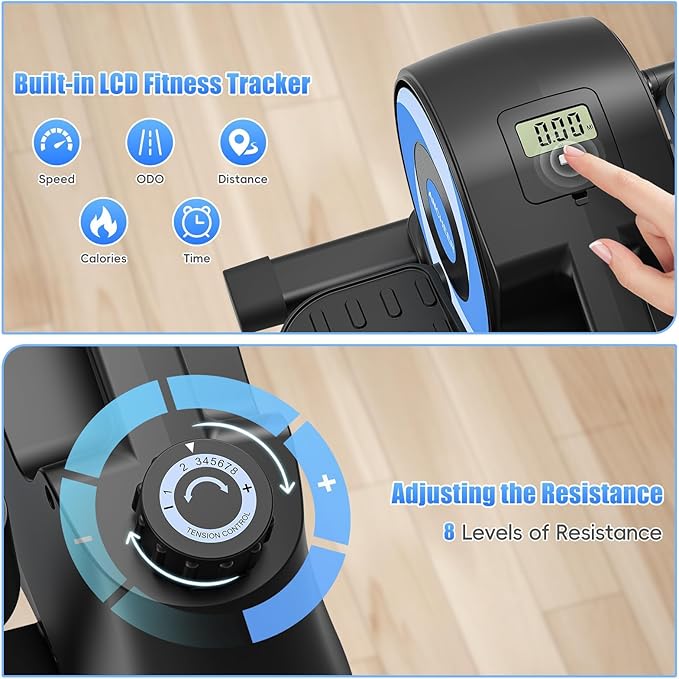 ANCHEER Under Desk Elliptical, Under Desk Bike Pedal Exerciser, Fully Assembled Leg Exerciser 2 in 1 Seated Standing Elliptical, Ultra-Quiet Mini Elliptical Machines for Home Office Use
