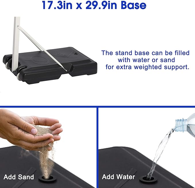 COLOR TREE Portable Basketball Hoop for Kids and Family - Indoor and Outdoor Basketball Goal System Height Adjustable 5ft to 6.8ft / 6.8ft to 8.5ft, 32in Backboard Basketball Stand with Wheels