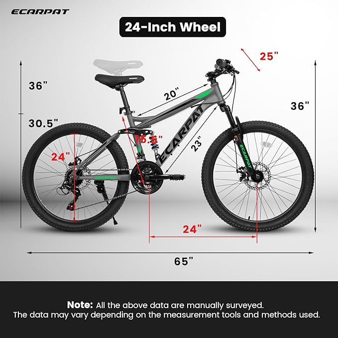 Trail-Ready 24 Inch Mountain Bike, 21-Speed Drivetrain with Gear Indicator Lever, Durable High Carbon Steel Frame, Ideal for Off-Road Exploration