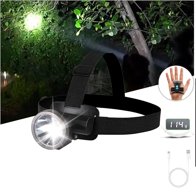 Bright LED Rechargeable Headlamp,Lightweight Mini Head Lamp with 2 Modes,IPX5 Waterproof USB Headlight with 90° Adjustable, Outdoor Portable Flashlight Headlamps for Hiking Running Camping