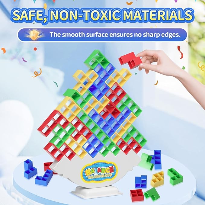 48 Pcs Game Gifts, Balance Stacking Blocks Game，Perfect for Family, Parties, Travel,Boys Girls Gifts，Novelty Toy Gift for Kids or Friends