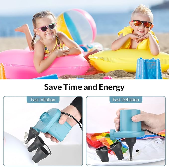 Bestrip Electric Air Pump, Air Pump for Inflatables Air Mattress Couch Pool Floats，Inflatables Boat Raft Toys, AC/DC Pump