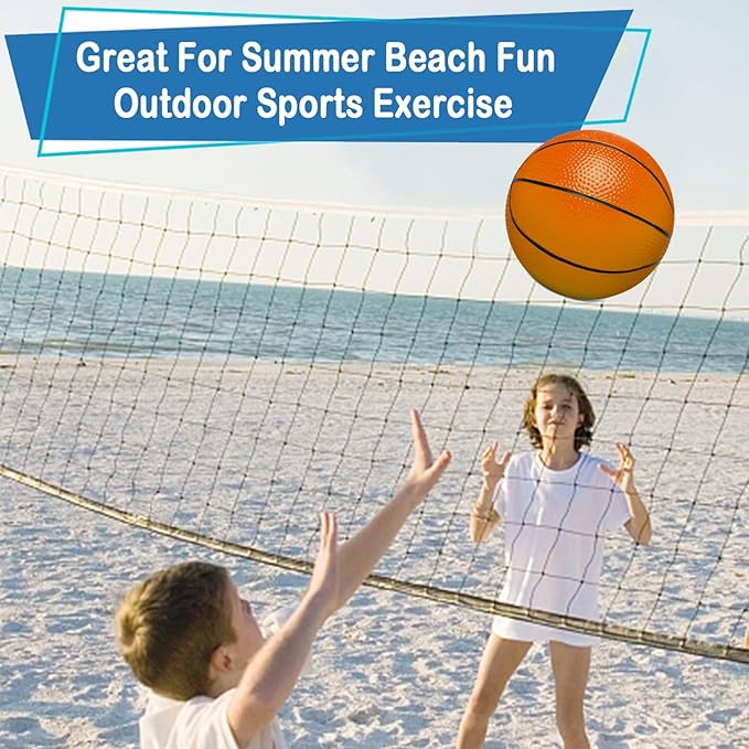 6 Inch PVC Mini Basketball Toys for Indoor Hoops, Soft 6" Rubber Small Repacement Ball for Over Door Hoop Sets, Little Basketballs for Kids Toddler, Lawn Outdoor, Beach, Pool(6 PCS with Air Pump)