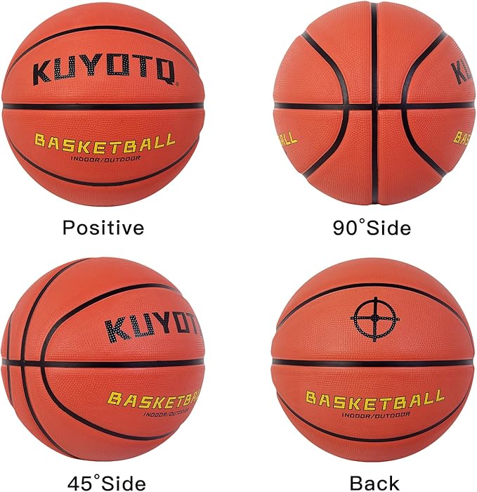 KUYOTQ Kids Toddler Youth Adult Size 3/4/5/6/7 Basketball 22/25.5/27.5/28.5/29.5" Thickened Rubber or Faux Leather Basketball for Boys Girls (Deflated)