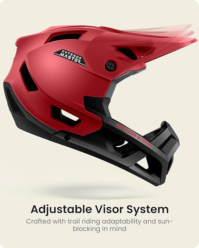 OutdoorMaster Full Face Mountain Bike Helmet for Men & Women-Two Removable Chin Pad Mountain Bike Helmet Grizzly, Ventilation Lightweight Racing Downhill DH BMX MTB Helmet