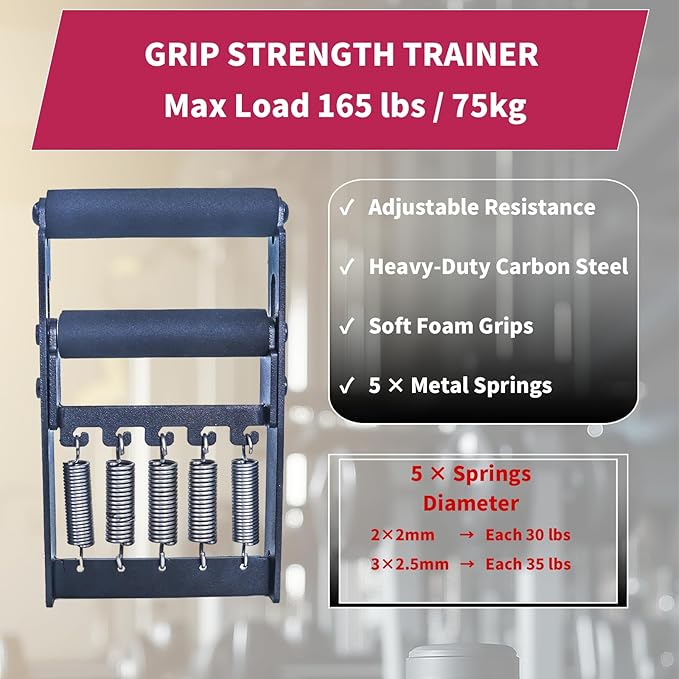 AHTAPFON-Grip Strength Tester Trainer Set-Electronic Hand Dynamometer of 396lbs ＆ Solid Metal Grip Strengthener -Adjustable Resistance of 165lbs-5×Heavy-Duty Springs,Fit Sport Home Gym Workouts
