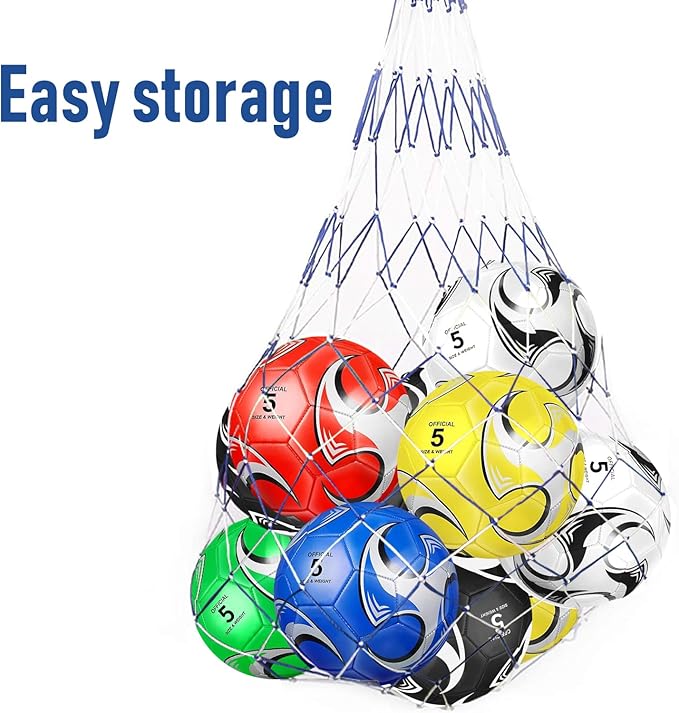 6 Pack Size 5/4/3 Soccer Balls for Training & Matches – Official Size & Weight, Includes Carry Net, Needles, Air Pump – Ideal for Youth and Adult Players