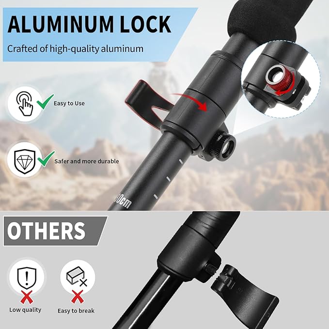 Portable Foldable Hiking Poles, 7075 Aluminum Adjustable Walking Sticks with Quick - Lock, Ideal for Hiking, Camping, and Mountain Trips 2pc Trekking Poles