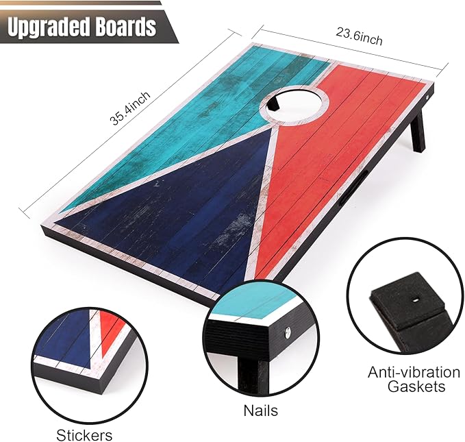 Cornhole Set 4x2 and 3X2 Regulation Size Corn Holes Sets with Carrying Bags & 8 Bean Bags Cornhole Boards Bean Toss Games for Adults Family Outdoor Beach Lawn Outside Backyard Games