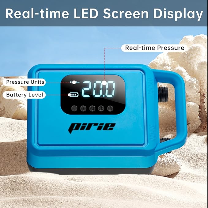 PIRIE Electric Paddle Board Pump,with Auto-Off Intelligent Dual-Stage Inflation & Deflation, for Kayaks and Boats