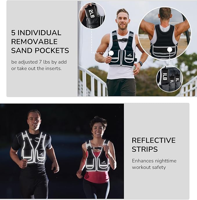 Weighted Vest Woman Men 5-12lb/9-16lb/17-24lb/23-30lb Body Weight Vest with 5 Adjustable Weights Weighted Vests with Zipper Women Rucking Vests for Walking Running Strength Training Workout