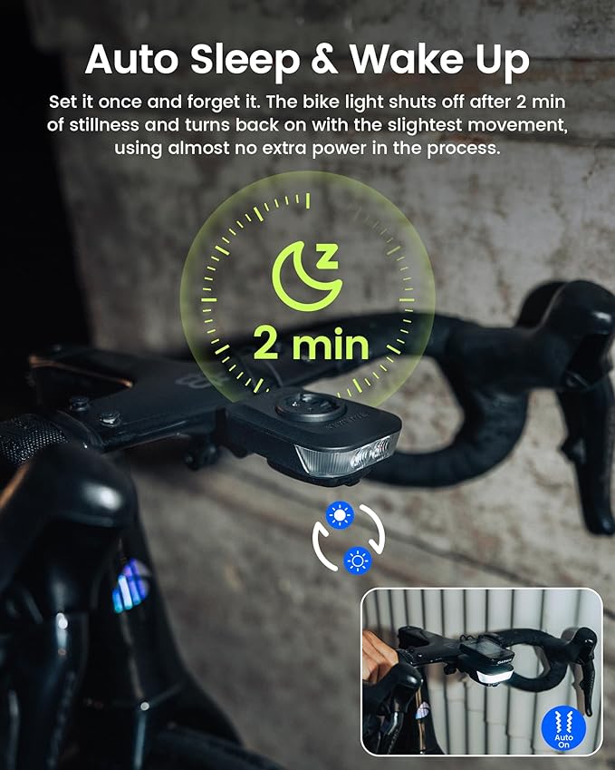 RAVEMEN FR500 Bike Front Light for Night Daytime Riding, Compatible with Garmin/Wahoo Computers, 6 Modes, Auto On/Off, Side Visible, USB-C Rechargeable & Output Bicycle Headlight for Road Urban Biking