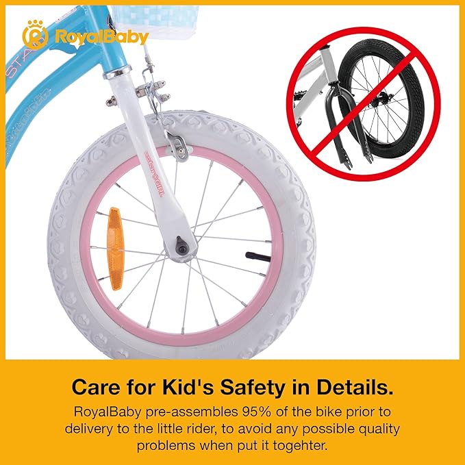 RoyalBaby Girls Bike EZ Bike Stargirl Training Free Balance to Pedal Easy Learning Bicycle, 12-20 Inch for Toddlers & Big Kids.