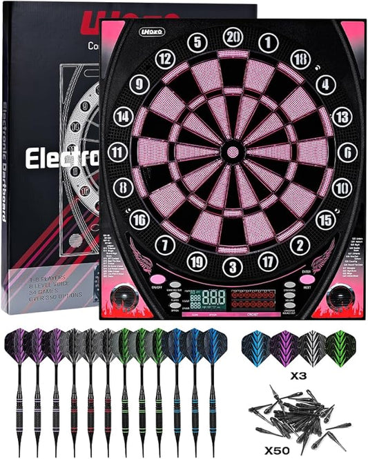 Electronic Dart Board with Bright Score Display, Multiple Games, and Durable Design-Perfect for Family Fun and Competitions-Includes Soft Tip with 12 Darts