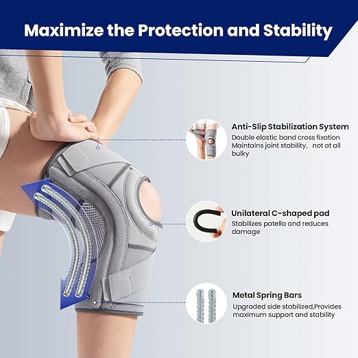 Galvaran Knee Brace for Meniscus Tear:Adjustable Knee Support for Maximum Knee Pain,Side Stabilizers for Injury or Surgery Recovery - Men and Women