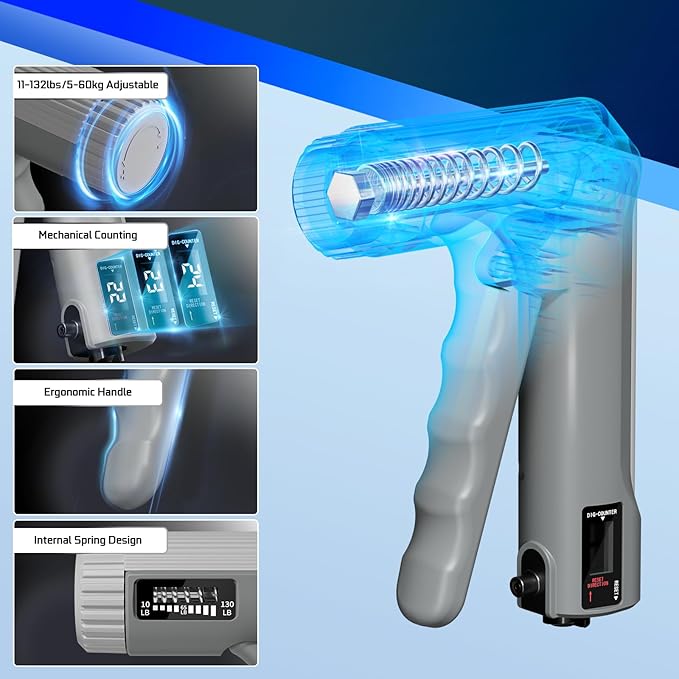 Hand Grip Strength Trainer Kit - Hand Gripper Training Set with Adjustable Resistance 2 Finger Stretchers Extenders Finger Exerciser Forearm Workout Ring Exercise Equipment Accessories Gray