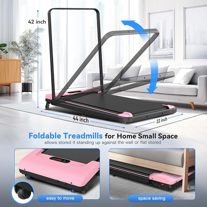 ANCHEER 4 in 1 Under Desk Treadmill with Incline - 2s Folding/Max 300 lb Capacity Walking Pad - Compact Electric Treadmill for Home, Gym, or Office with LED Touch Screen and Remote Control