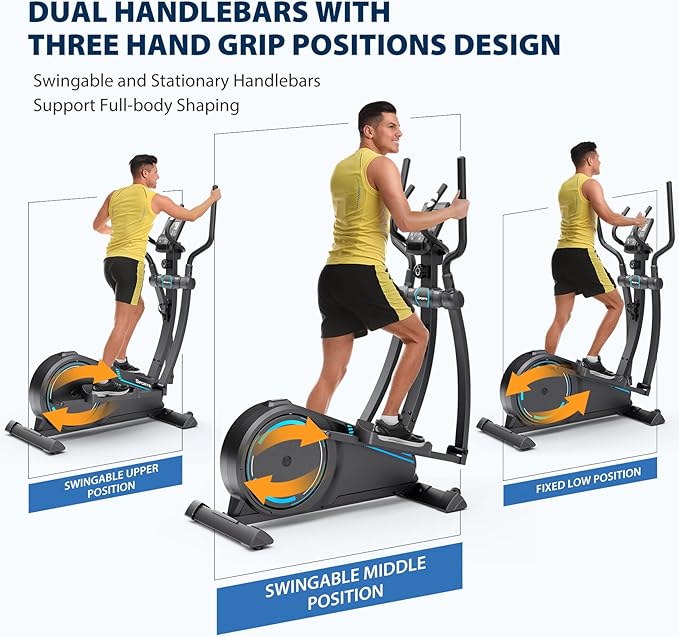 Dripex Elliptical Exercise Machine, Hyper-Quiet Magnetic Elliptical Machine for Home, Elliptical Training Machines with 16 Levels Resistance, 8KG Flywheel, Pulse Sensor, 15.3IN Stride