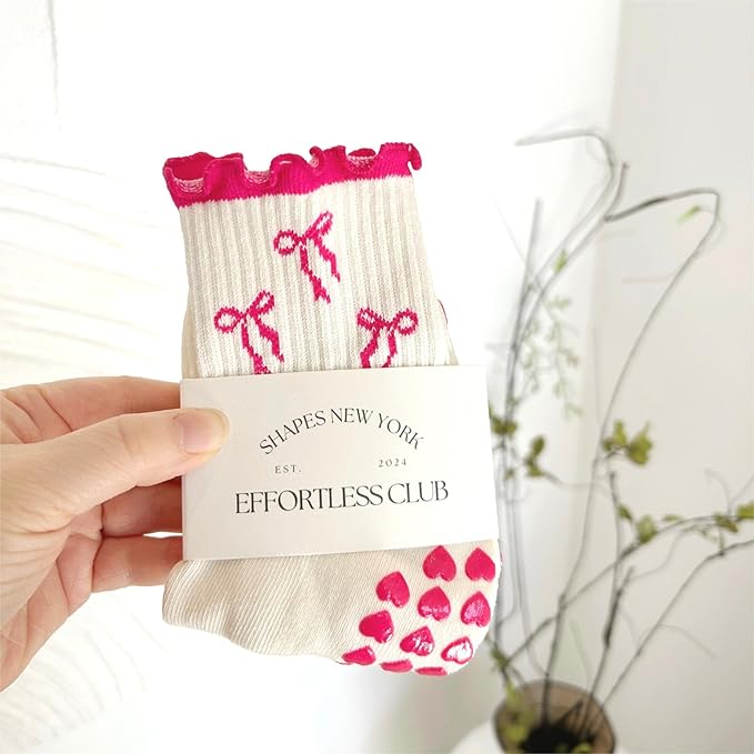 Crew Half Calf Grip Socks, Cutest Fruits Pilates Socks, Ruffle socks, Non-Slip, Barre Yoga Fitness