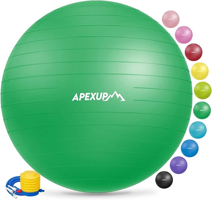 APEXUP Yoga & Pilates Ball - Anti Slip Heavy Duty Gym Ball for Fitness, Balance & Core Workout