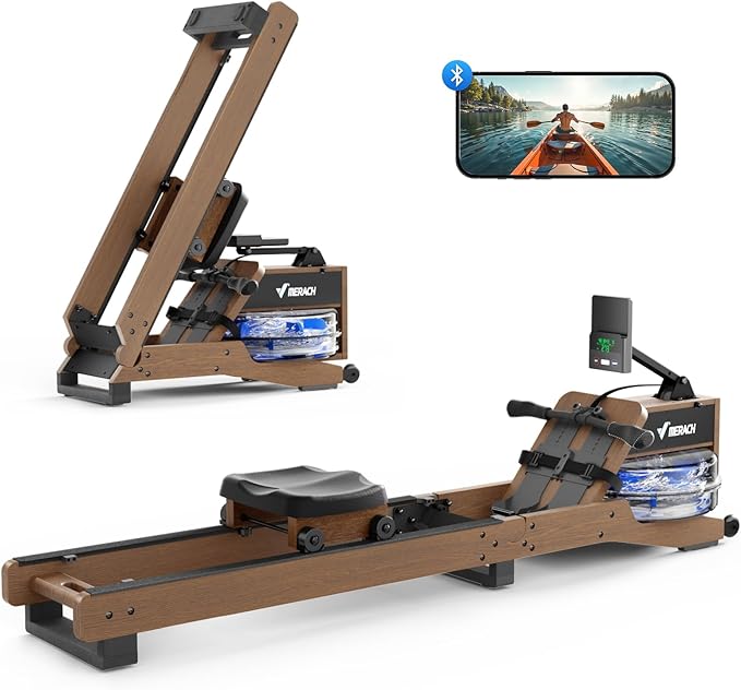 MERACH Water Rowing Machines for Home, Foldable Row Machine with 400LBS Weight Capacity, Dedicated Monitor and Comfortable Seat, Free MERACH App for Immersive Water Rower