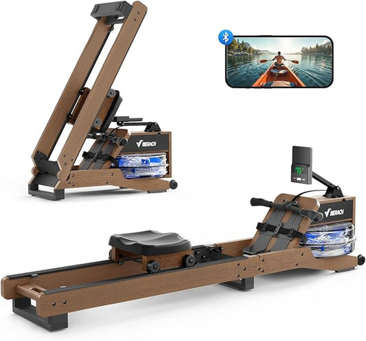 MERACH Water Rowing Machines for Home, Foldable Row Machine with 400LBS Weight Capacity, Dedicated Monitor and Comfortable Seat, Free MERACH App for Immersive Water Rower